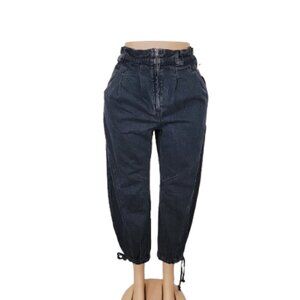 We The Free Women's Black Denim Zipper-Closure Cropped Jogger Jeans Size M